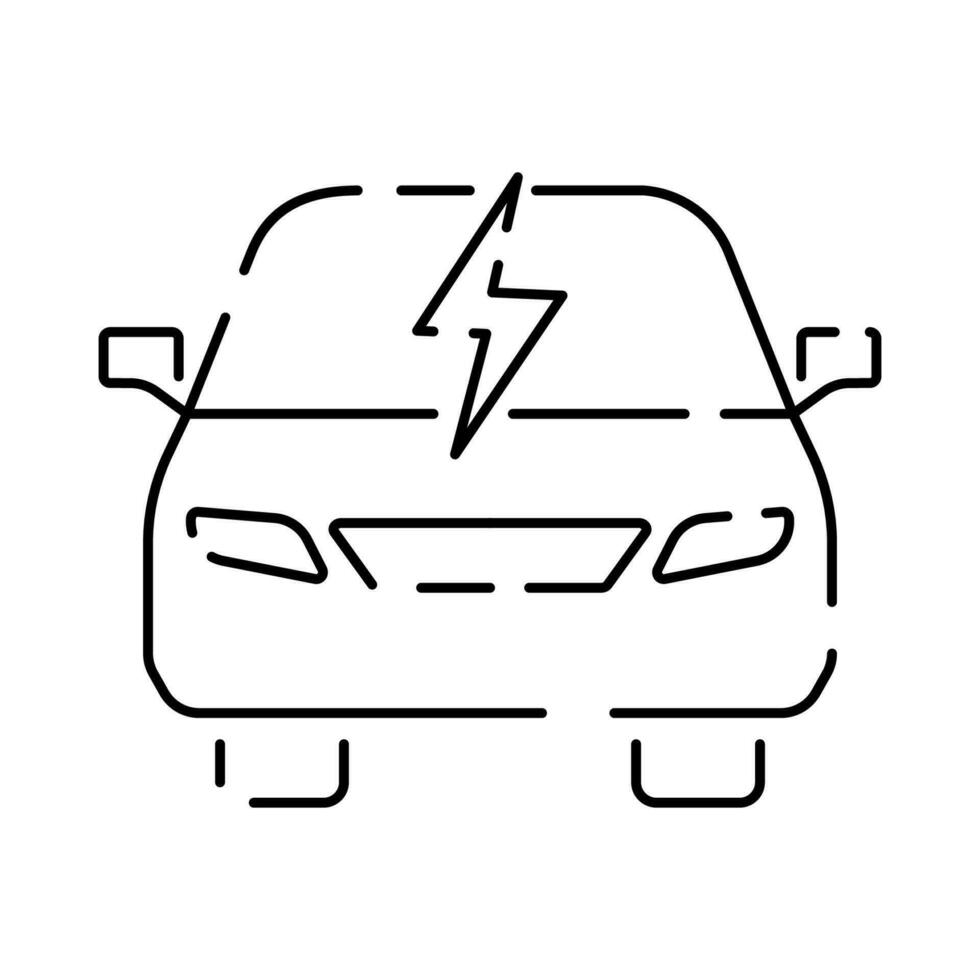eléctrico coche línea icono. eléctrico automóvil cable contorno y enchufe cargando negro símbolo. eco simpático electro auto vehículo concepto. vector electricidad ilustración. hidrógeno coche.