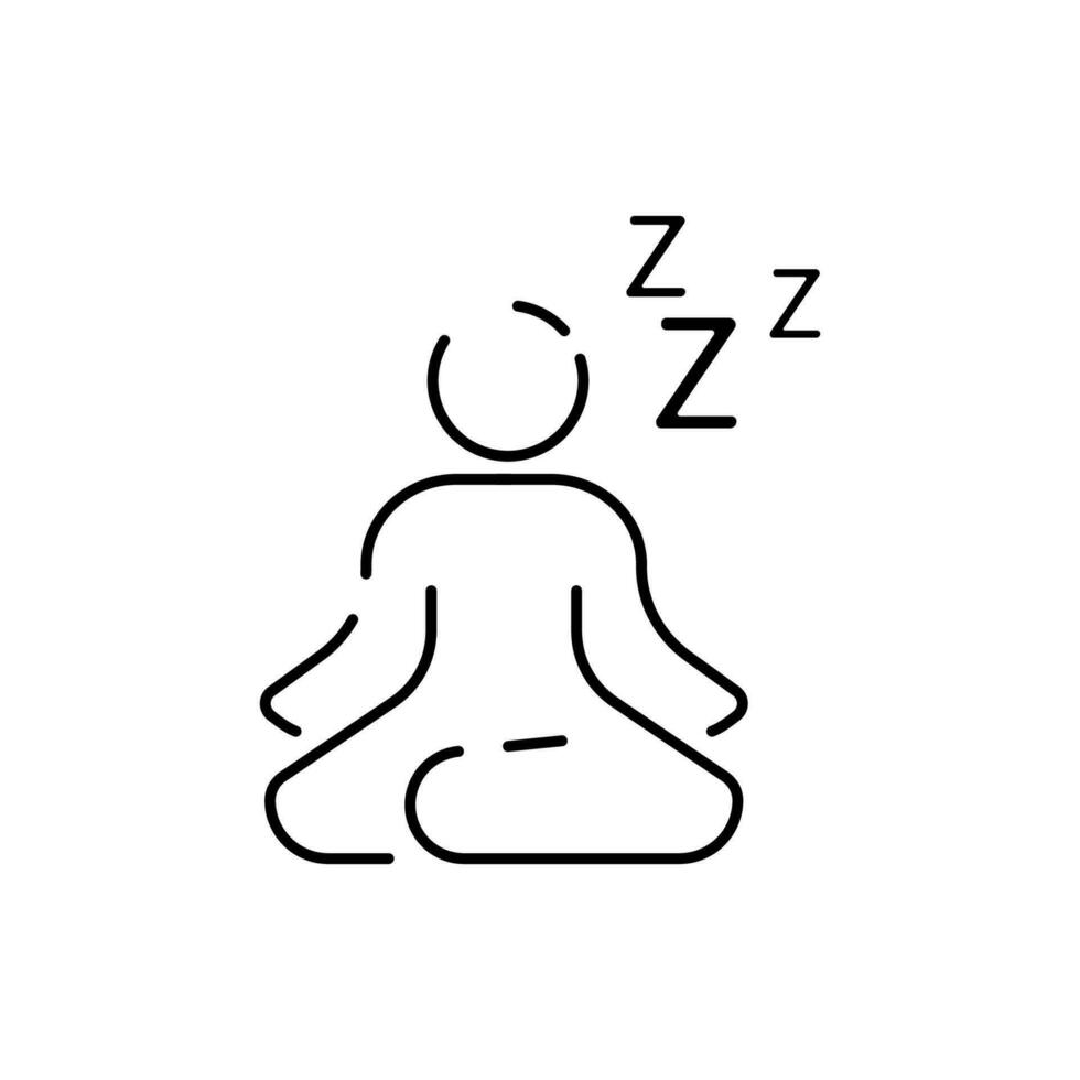 Selfcare line icon. Meditation, yoga, indifference. Mental health concept. Vector for topics like healthy lifestyle, psychology, alternative therapy. Sleep or sleepy.