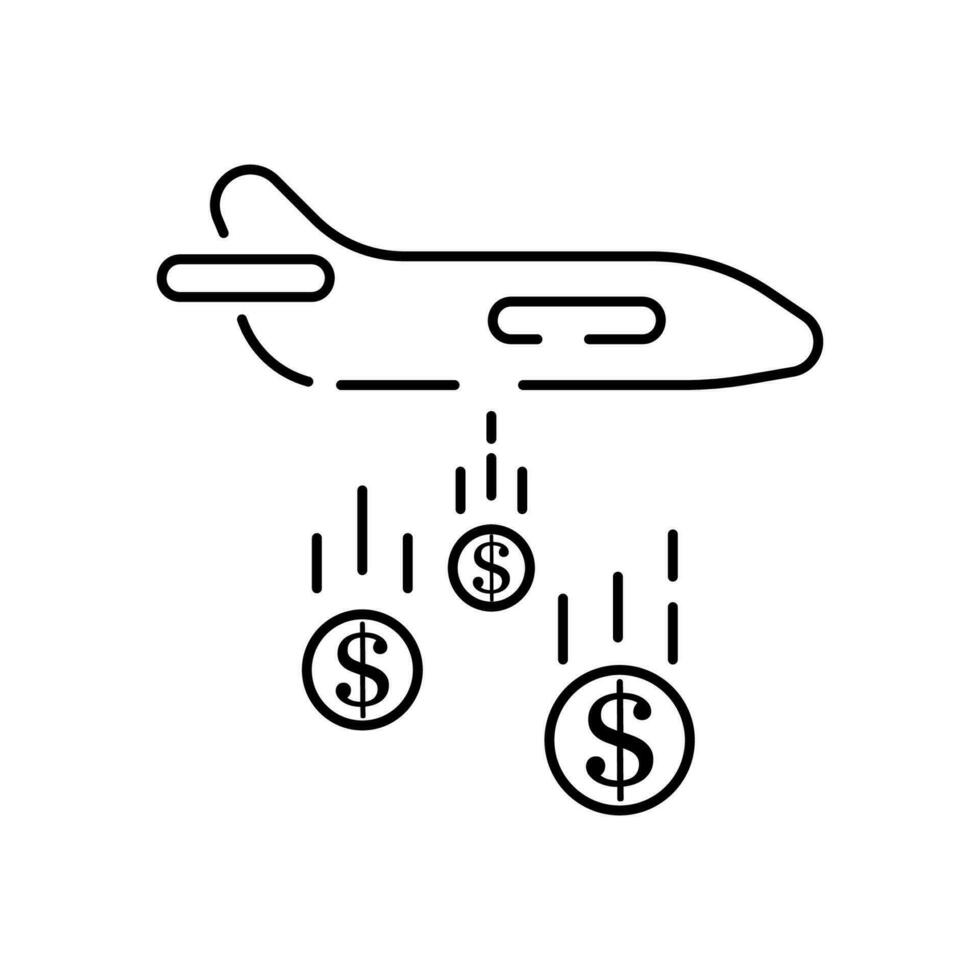 line style money boom icon isolated on white background. Boycott, business war, trade war icon EPS 10. Dollar with rocket bombardment. vector