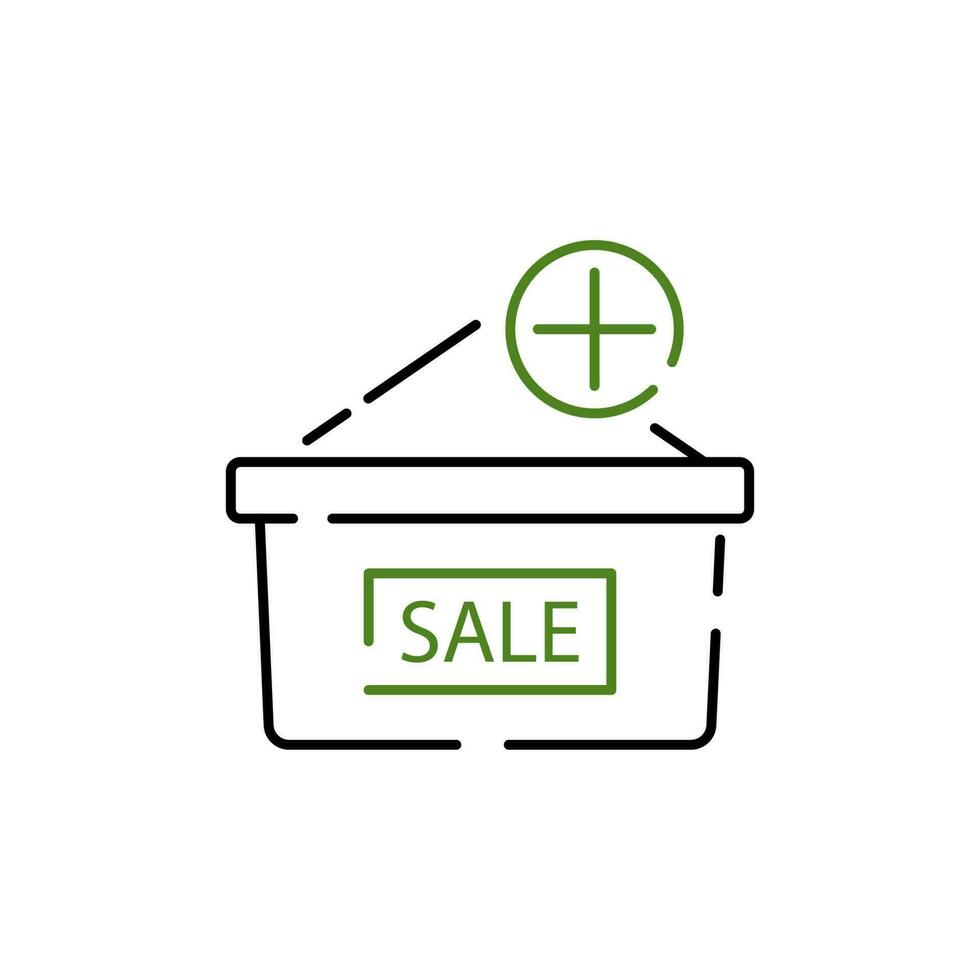 Discount icons in modern thin line style. Sale symbols for web site design and mobile apps. Vector discount pictograms. Sale or shopping mall shop season. shopping cart plus.