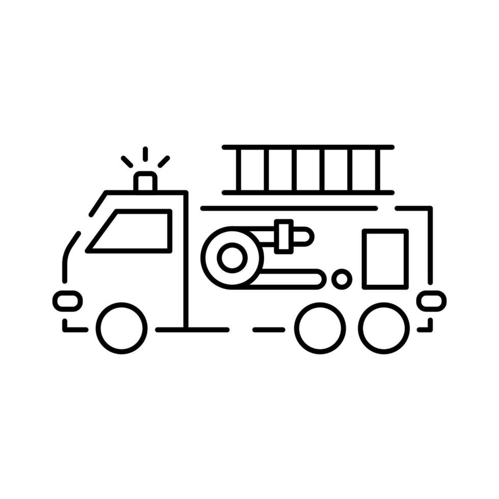 Firefighter and Fire department line icon. Included the icons as fire, fireman, burn, emergency, hydrant, alarm and more. Fire truck. vector