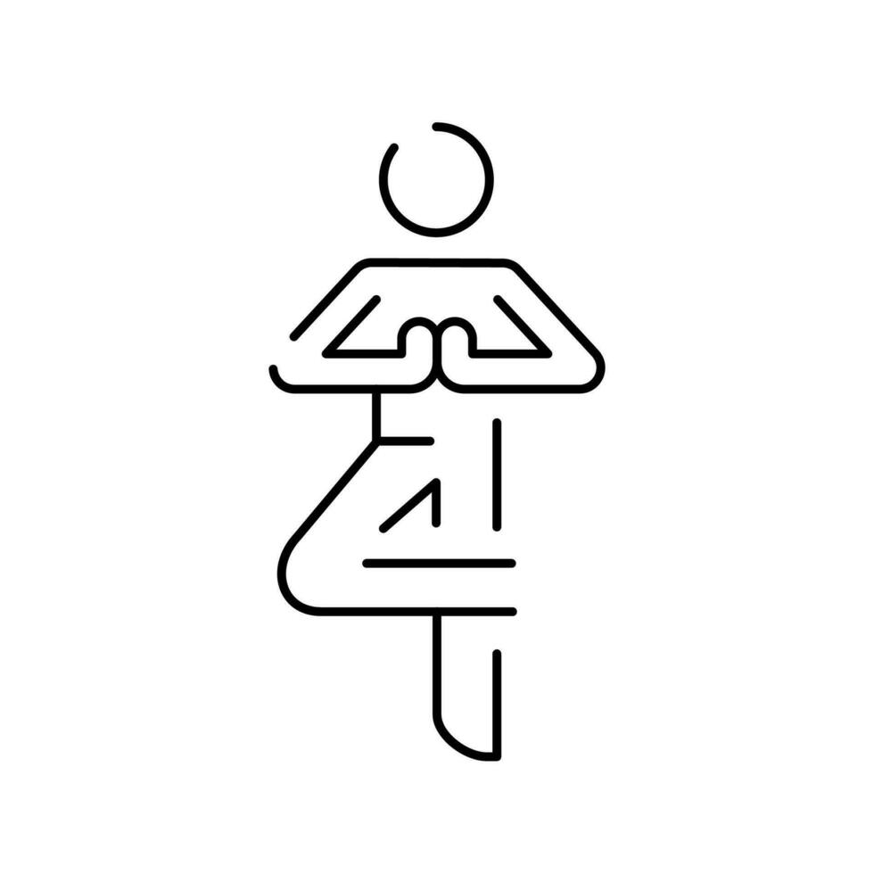 Yoga exercise line icon. Vector yoga poses meditation.