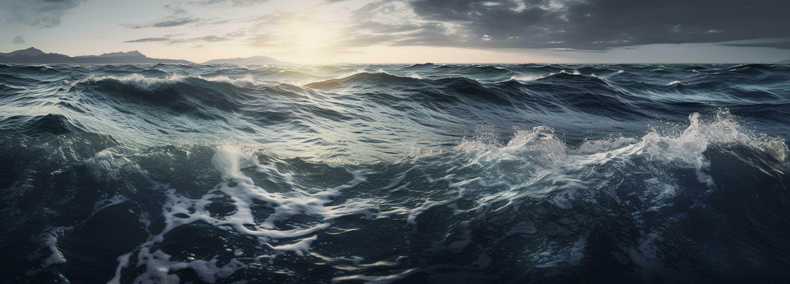 Spectacular abstract scene of an ocean tidal wave digital art 3d illustration photo