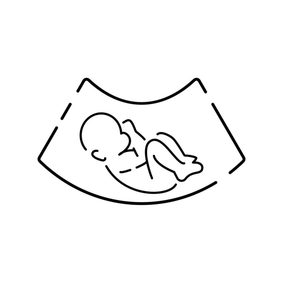 Pregnancy concept icon. Pregnant woman idea thin line illustration. Ultrasonography. Pregnancy medical monitoring. Vector isolated outline drawing. Editable stroke.