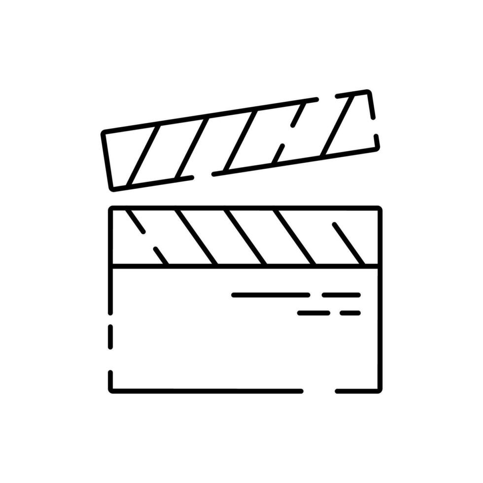 Simple line icon of Cinema Related Vector. Contains such Icons as Movie Theater, TV, Popcorn, Video Clip and more. Entertainment and film. Clapperboard. vector