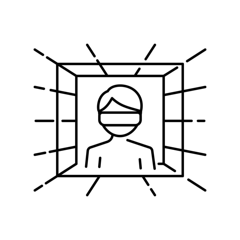 Metaverse icon. Human and virtual monitor or hologram. Outline style. Vector. Isolate on white background. vector