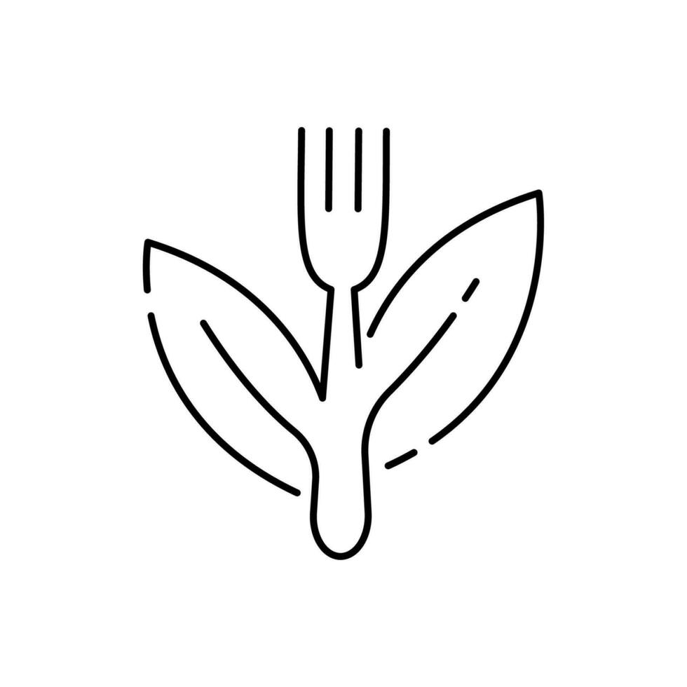 Vegan icon line symbol. Isolated vector illustration of healthy vegetarian food sign concept for your web site mobile app logo UI design. Vegetarian or vegan restaurant with menu.