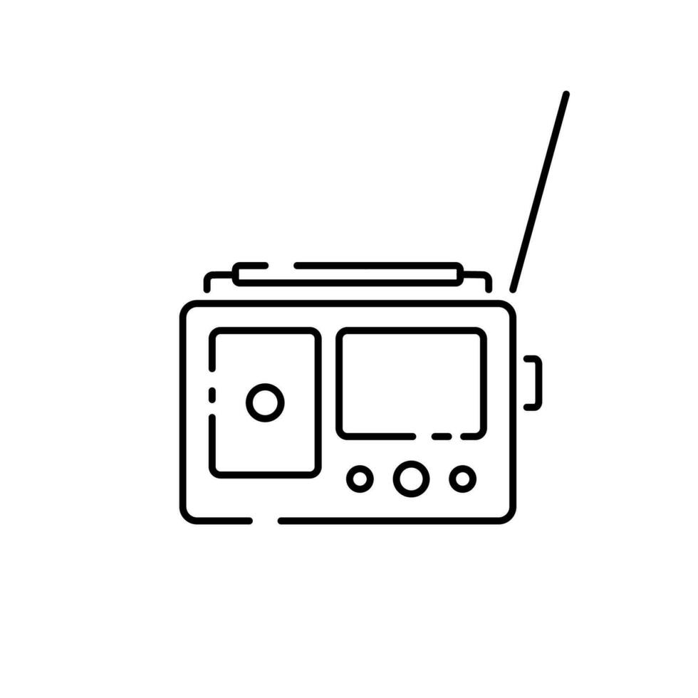 radio línea icono, contorno vector firmar, lineal estilo pictograma aislado en blanco. símbolo, logo ilustración. editable ataque. píxel Perfecto. música y sonido.