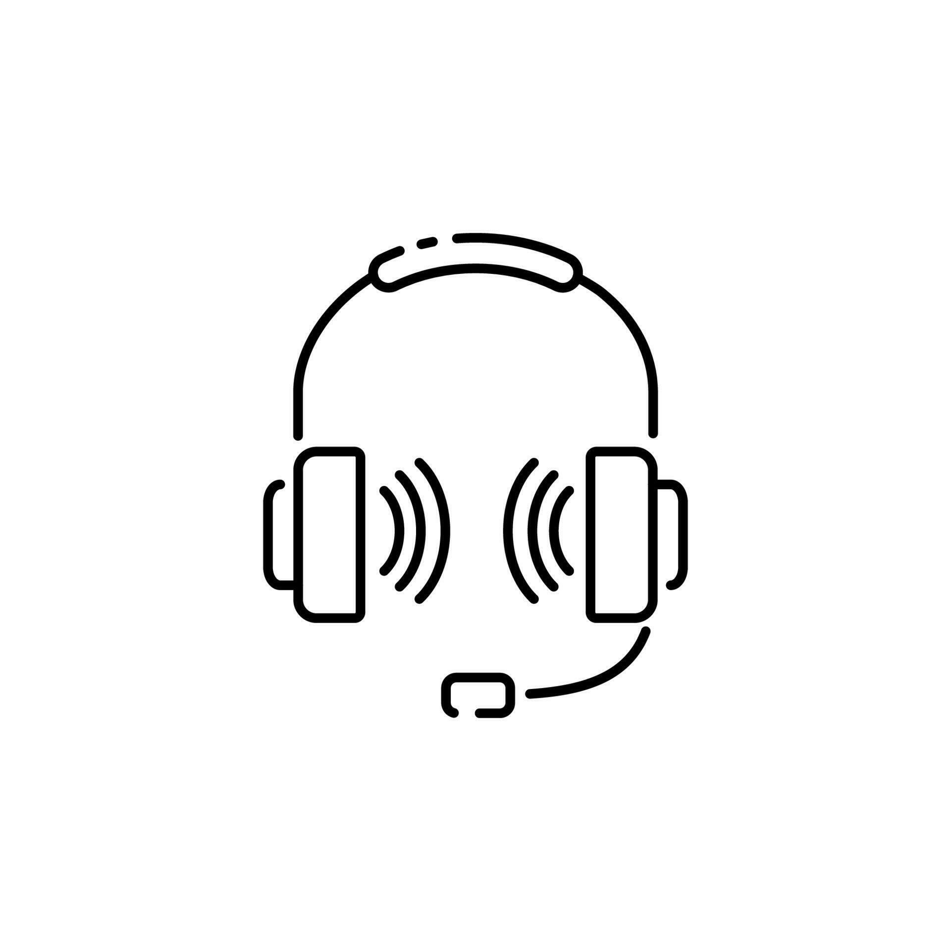 Vector headphone outline icon. Headphone isolated concept symbol or