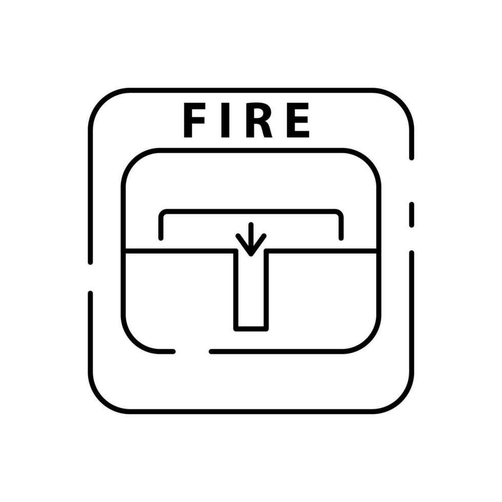 Firefighter and Fire department line icon. Included the icons as fire, fireman, burn, emergency, hydrant, alarm and more. Fire alarm button. vector