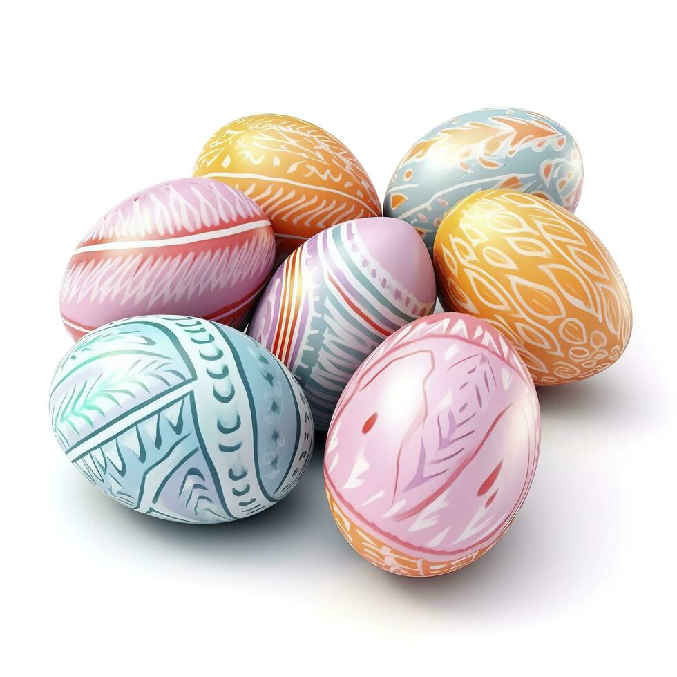 easter eggs isolated on white background, generate ai photo