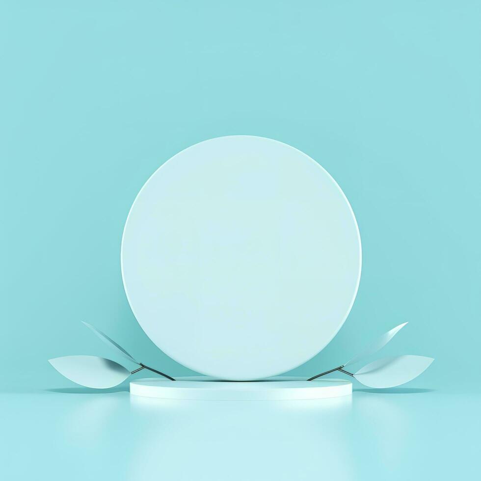 Minimal background. podium and blue background for product presentation. 3d rendering illustration. Luxury podium for product presentation 3d render, generate ai photo