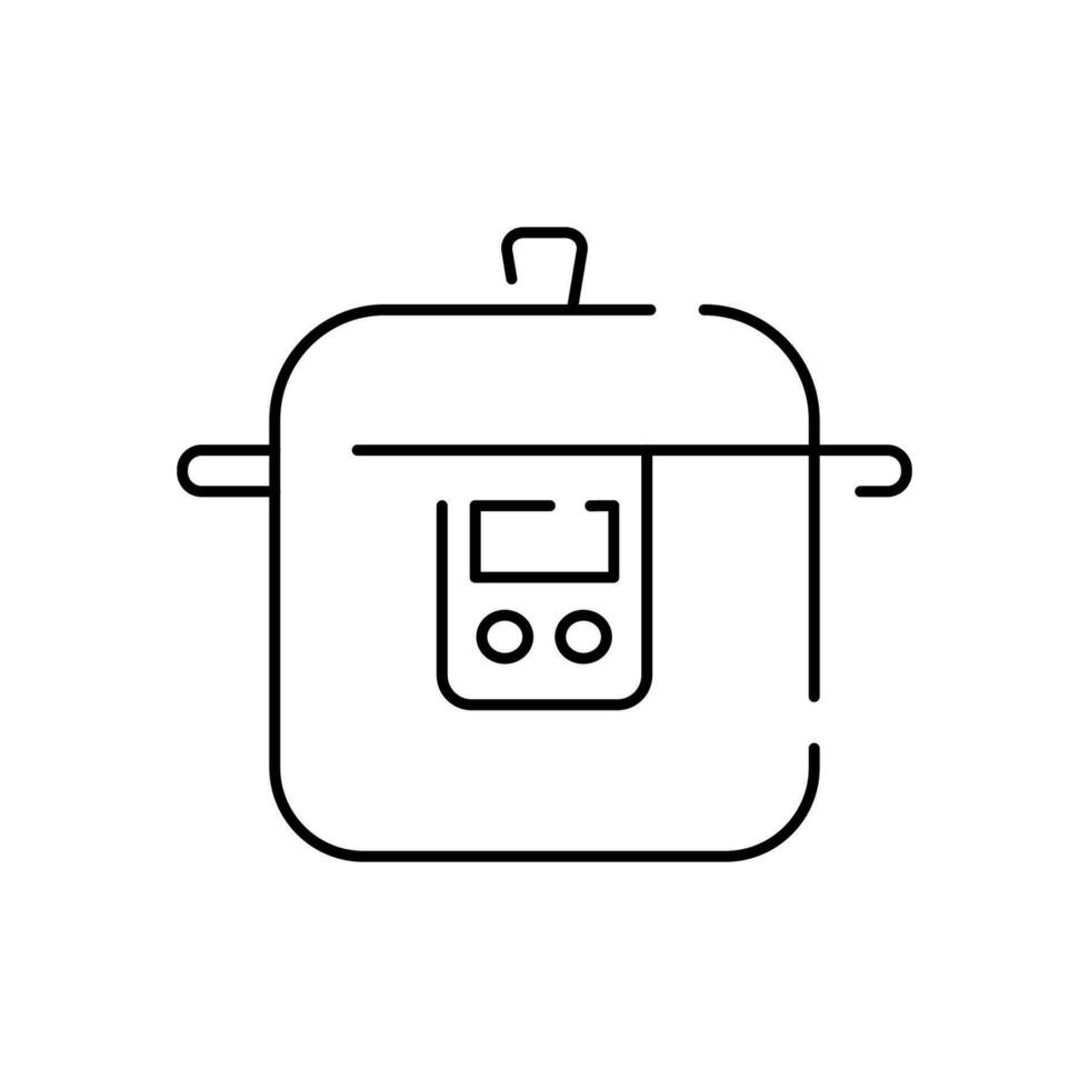 Rice cooker or pressure cooker line Icon in black line style icon, Isolated on white background. Kitchen Household appliances. vector