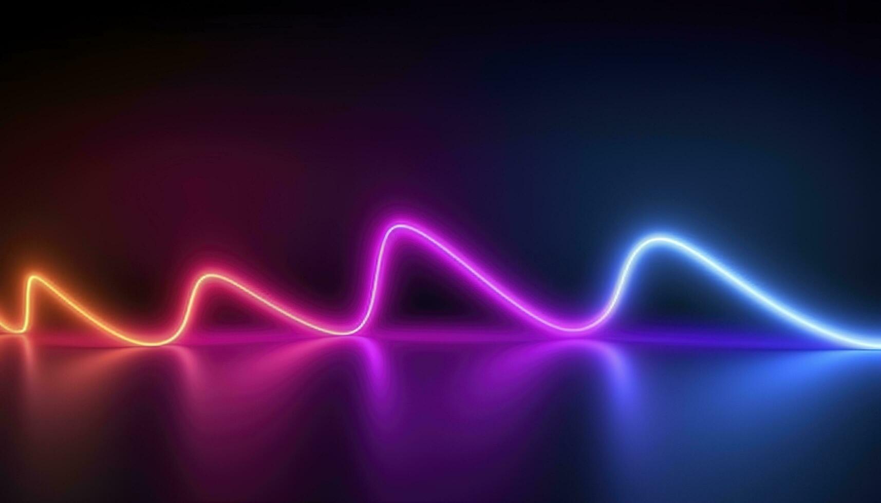 3d rendering, the abstract background of colorful neon wavy lines glowing in the dark. Modern simple wallpaper, generates ai photo