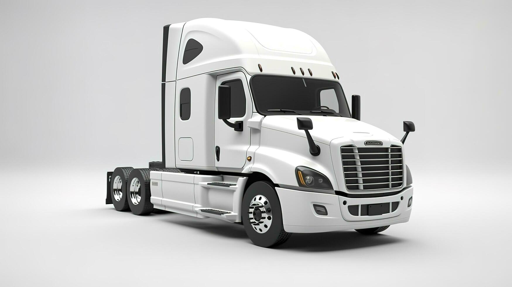 Big truck Freightliner Cascadia with blue cab Isolated on a white background, generate ai photo