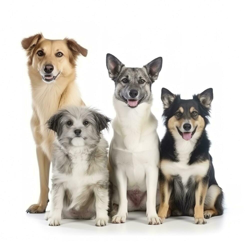 Dogs isolated on white background, generate ai photo