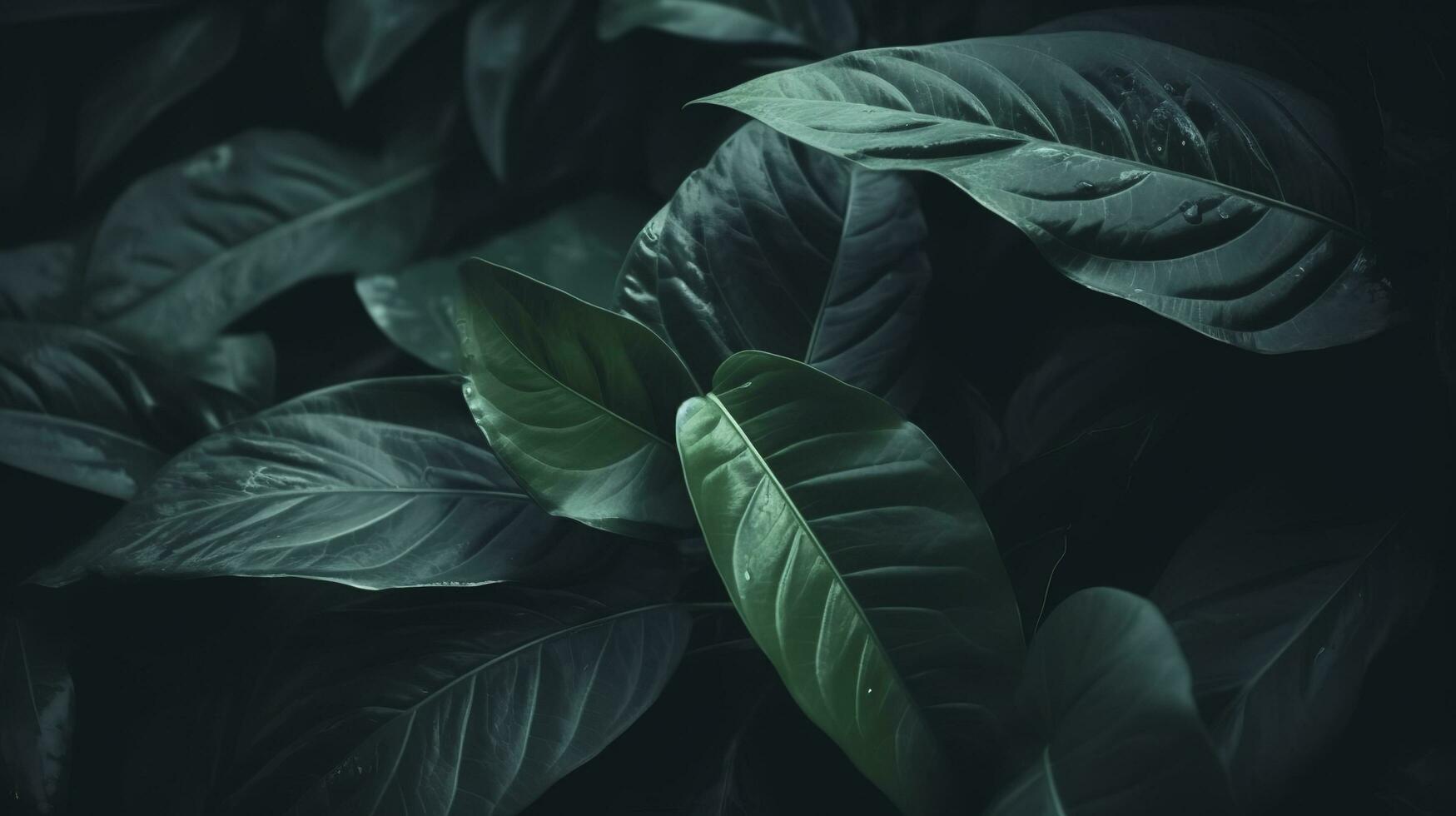 Abstract dark green surface of leaves natural floral background, generate ai photo