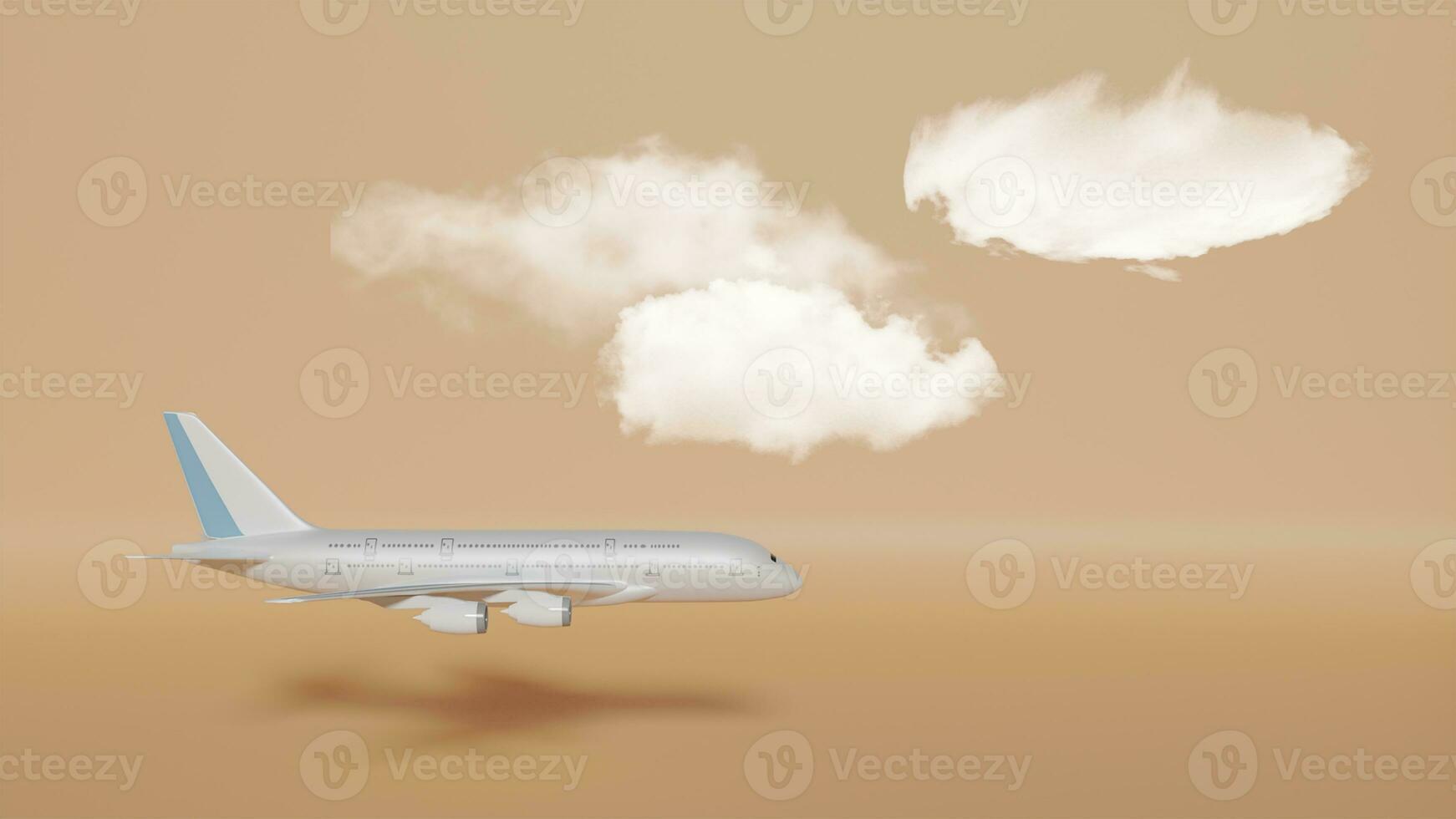 3D Air plane illustration with orange background photo