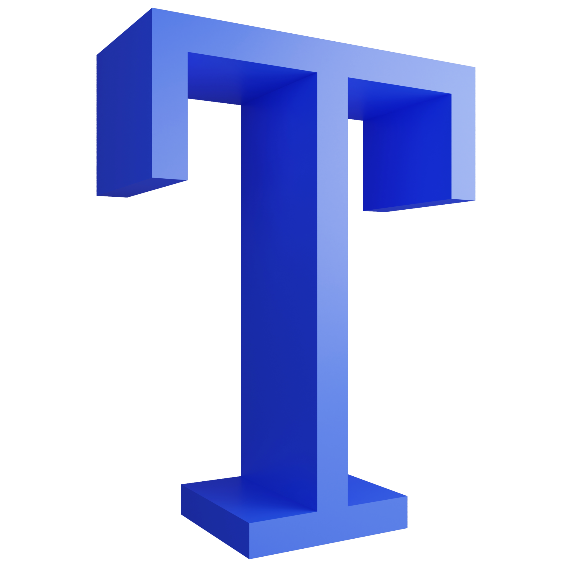 Alphabet T side view icon isolated on transparent background, 3D render