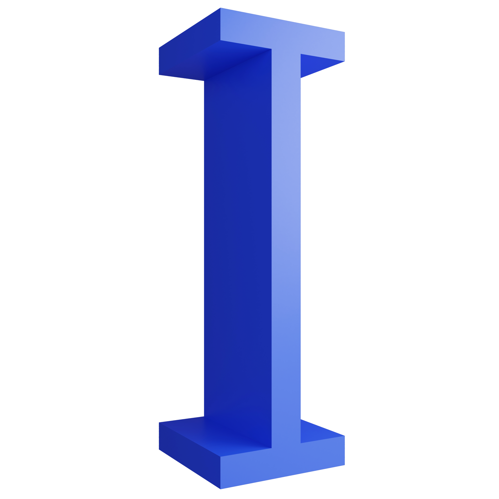 Alphabet I Side View Icon Isolated On Transparent Background 3D Render alphabet-i-side-view-icon-isolated-on-transparent-background-3d-render