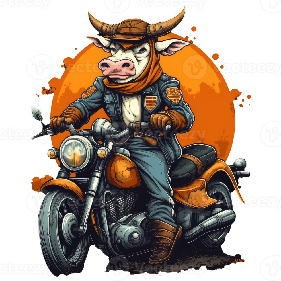 watercolor cow biker . png