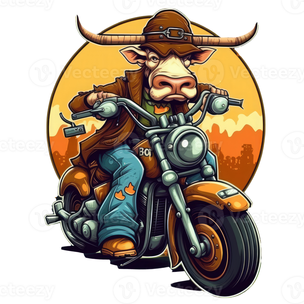 watercolor cow biker . png