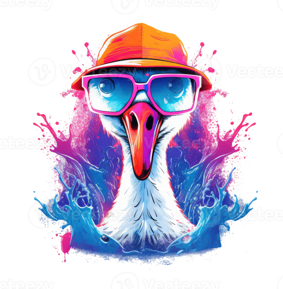 Watercolor funny Swan wearing sunglasses . AI Generated 24476824 PNG