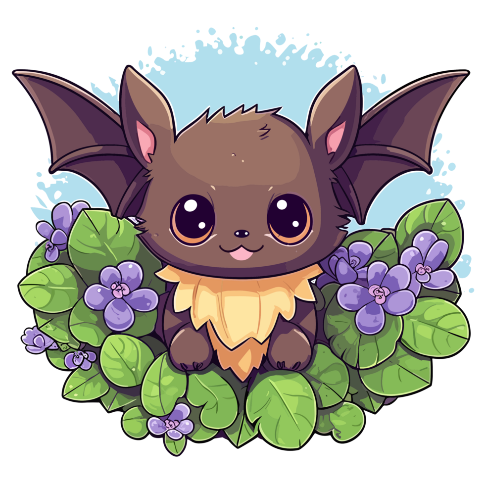 Adorable Bat in Garden - png