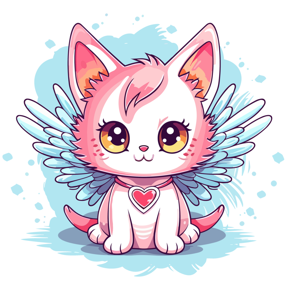 Beautiful Cat And Wing - png