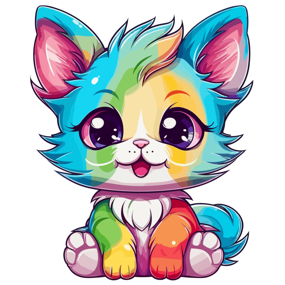 Beautiful Rainbow Cat - png