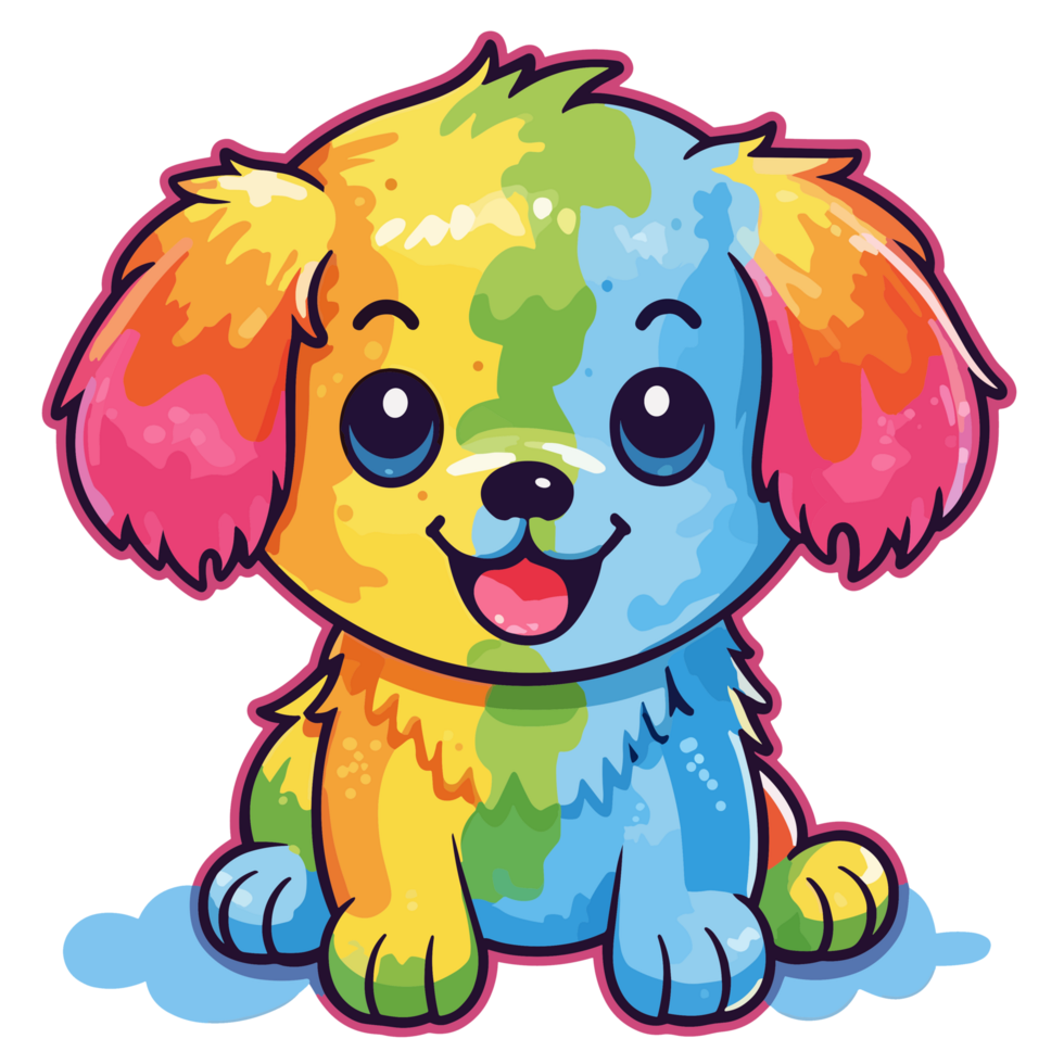 Rainbow Color Dog - png
