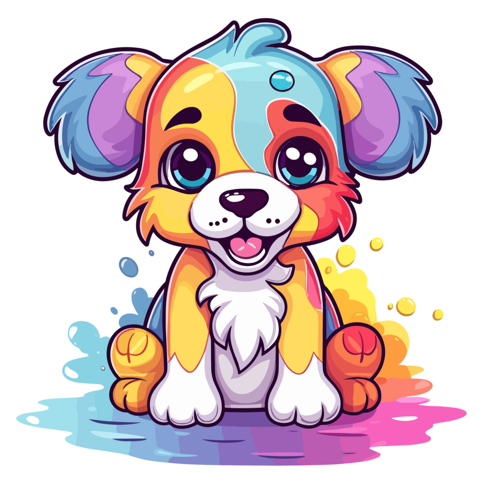 Rainbow Color Dog - png