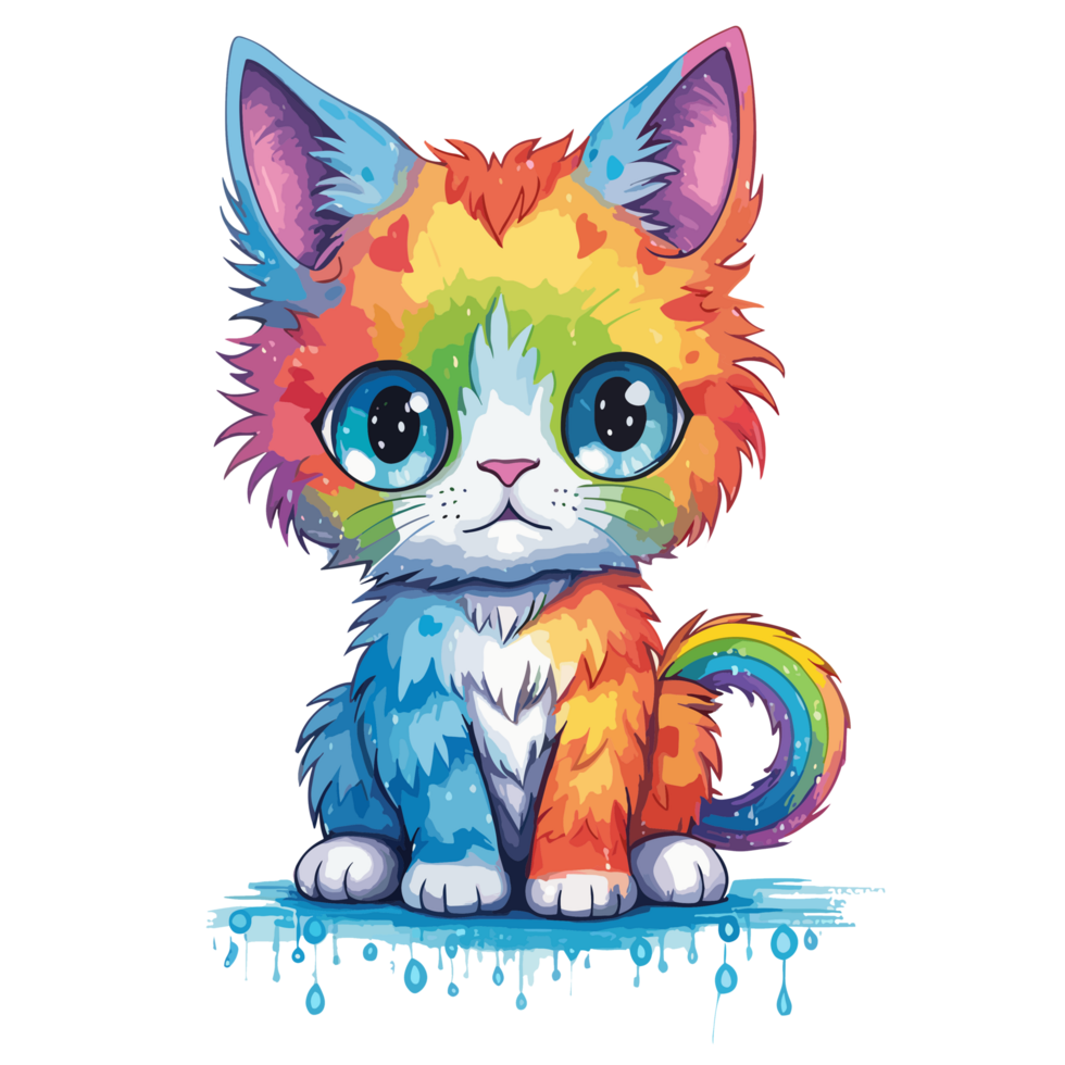 Beautiful Rainbow Cat - Ai Generated 24477079 PNG