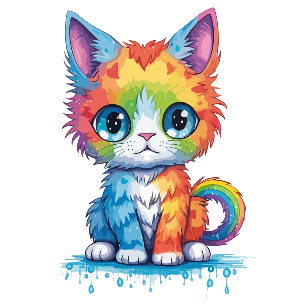 Beautiful Rainbow Cat - Ai Generated 24477079 PNG