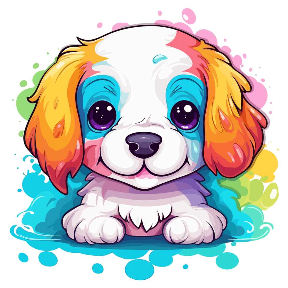 Rainbow Color Dog - png