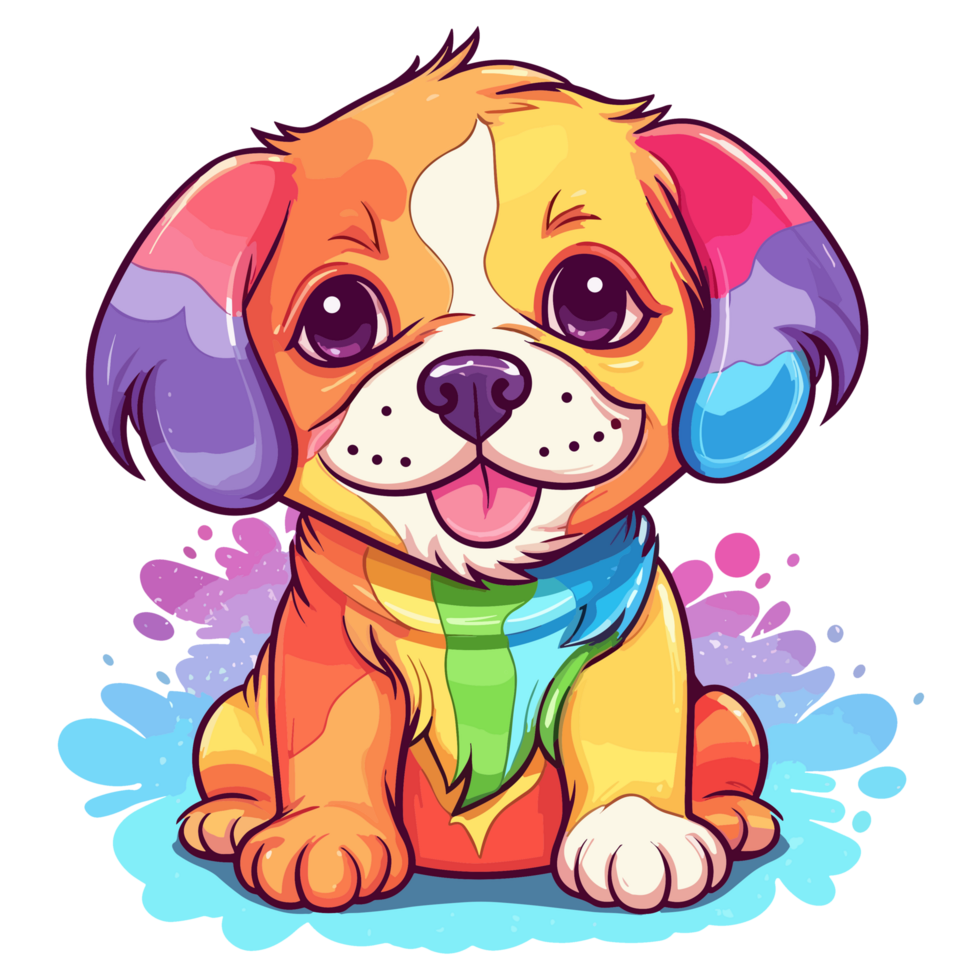 Rainbow Color Dog - png