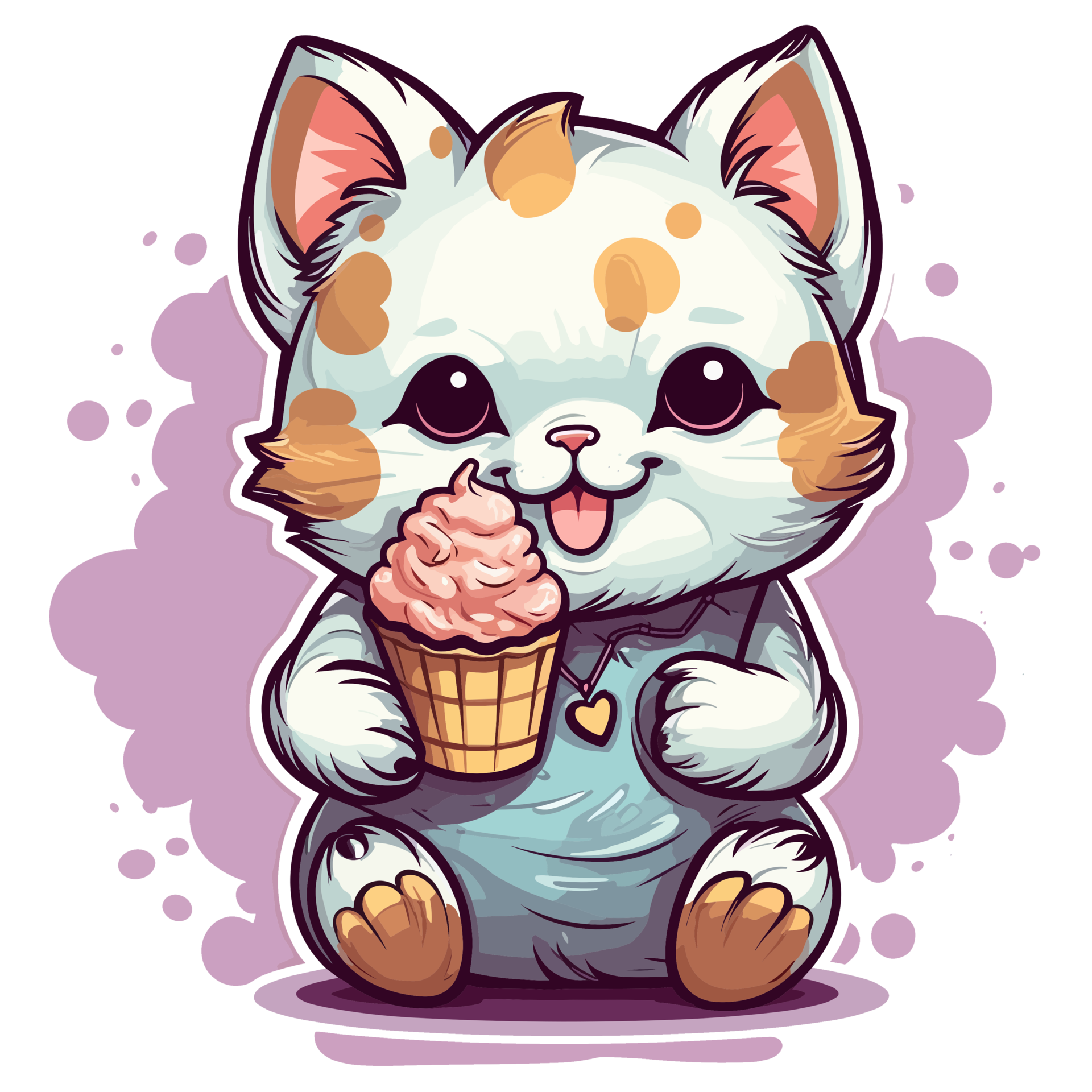 Cute Cat Eating Ice-cream - 24477090 PNG