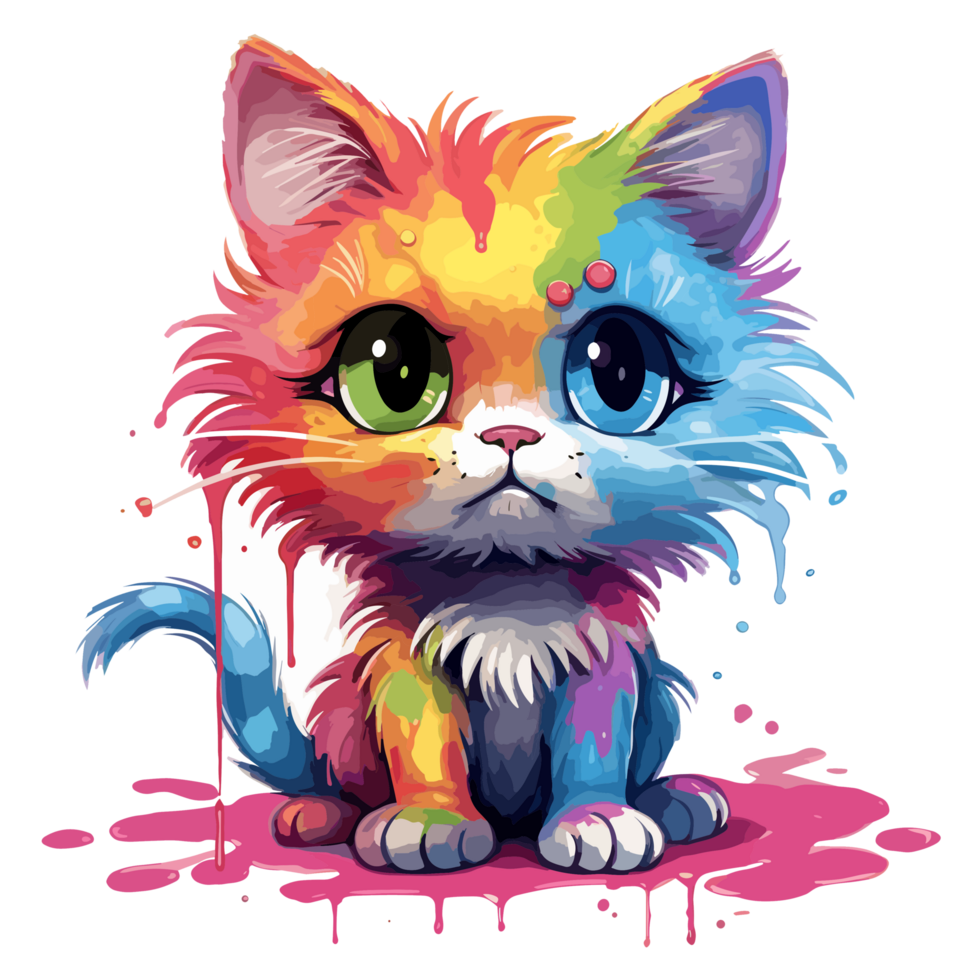 Beautiful Rainbow Cat - png