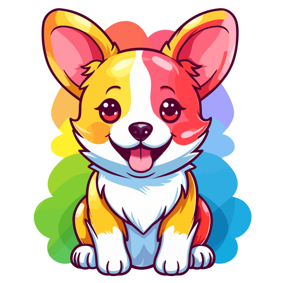 Rainbow Color Dog - png