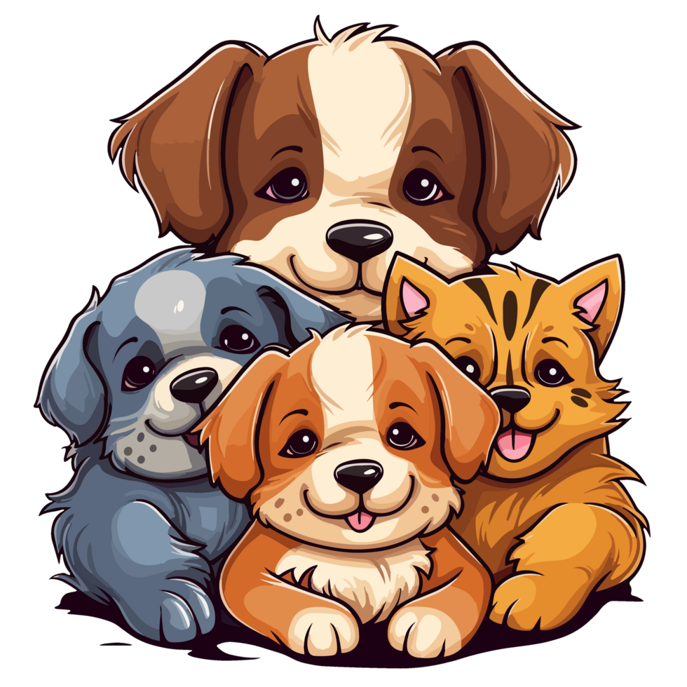Adorable Dogs Cuddling - png