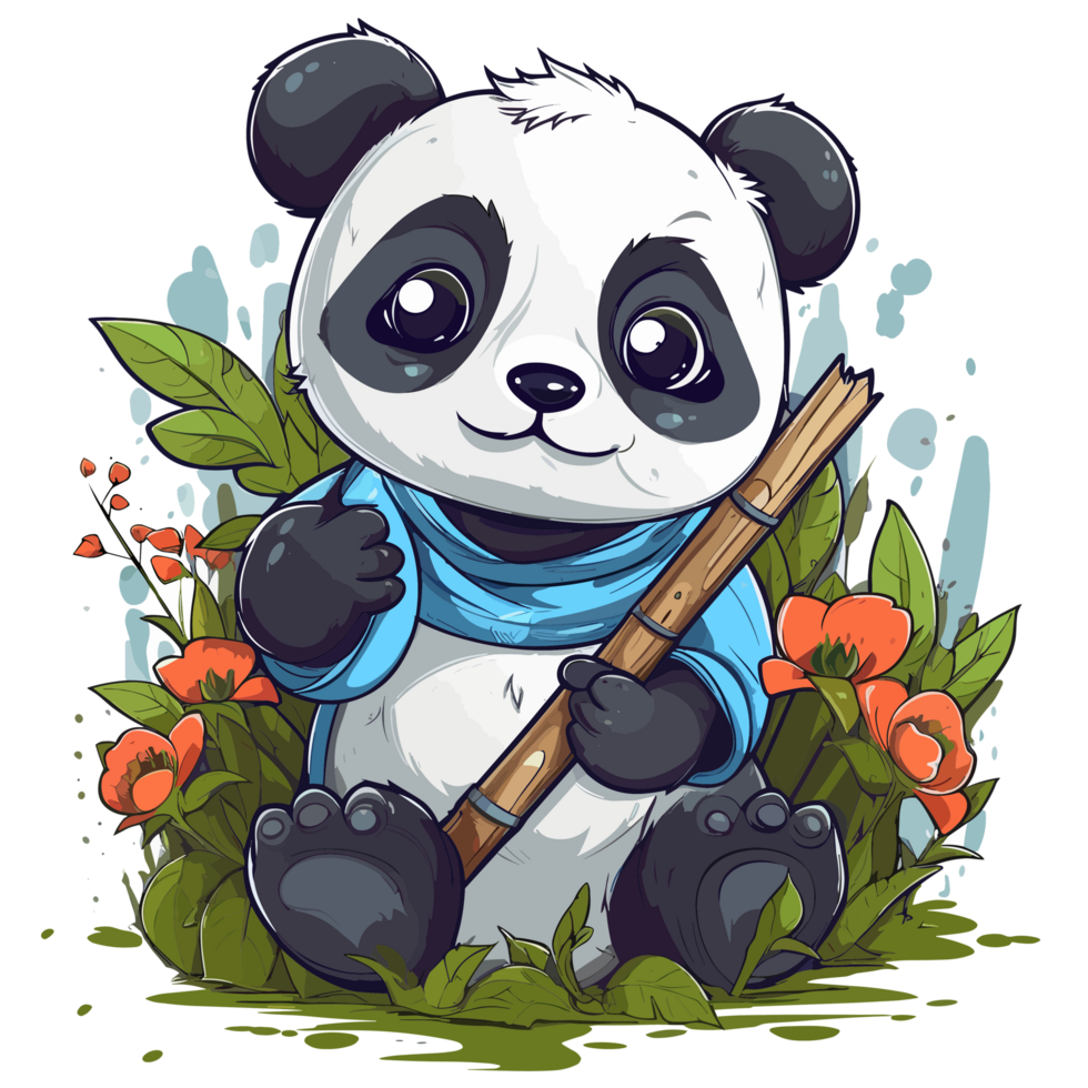 lindo panda jogando dentro jardim - ai gerado png