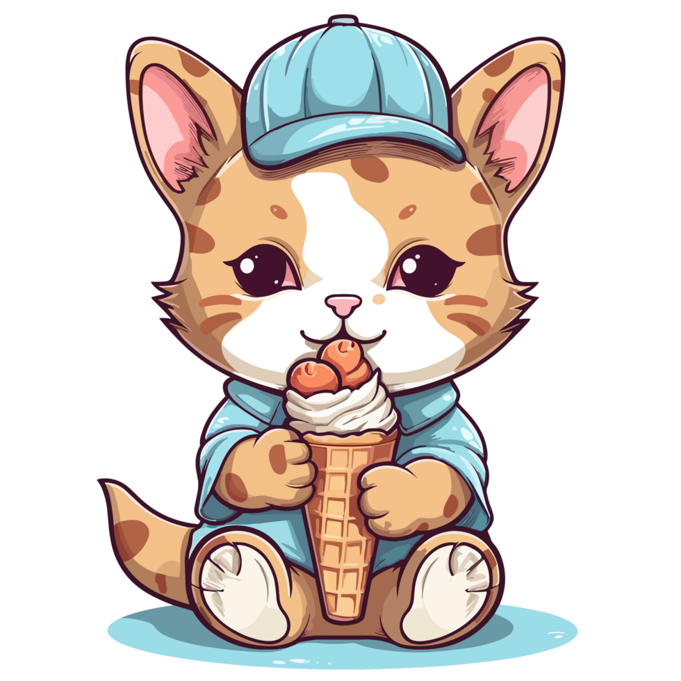 Dibujos gatitos kawaii kawaii comiendo helado