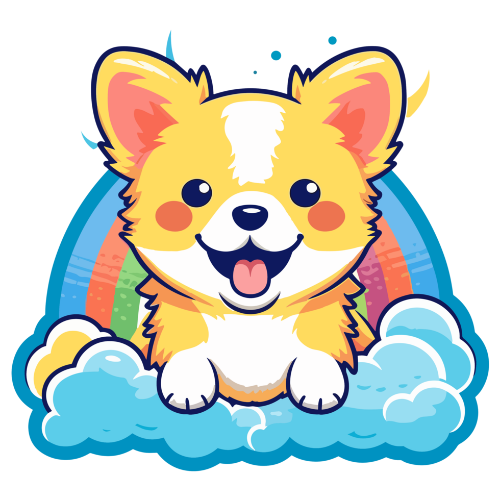 Rainbow Color Dog - png