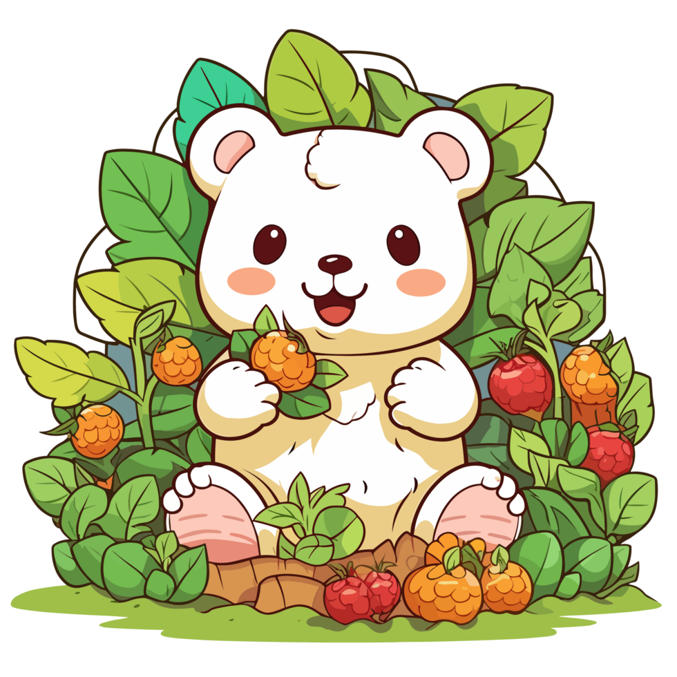 hermosa oso en jardín - ai generado png