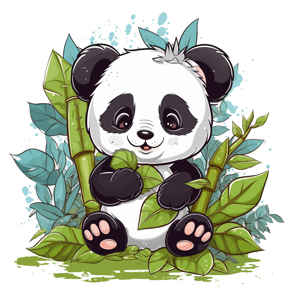 lindo panda jogando dentro jardim - ai gerado png