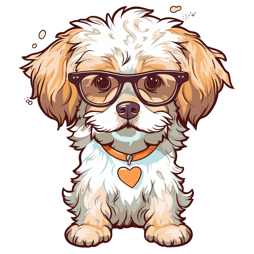 mignonne chien portant des lunettes - ai généré png