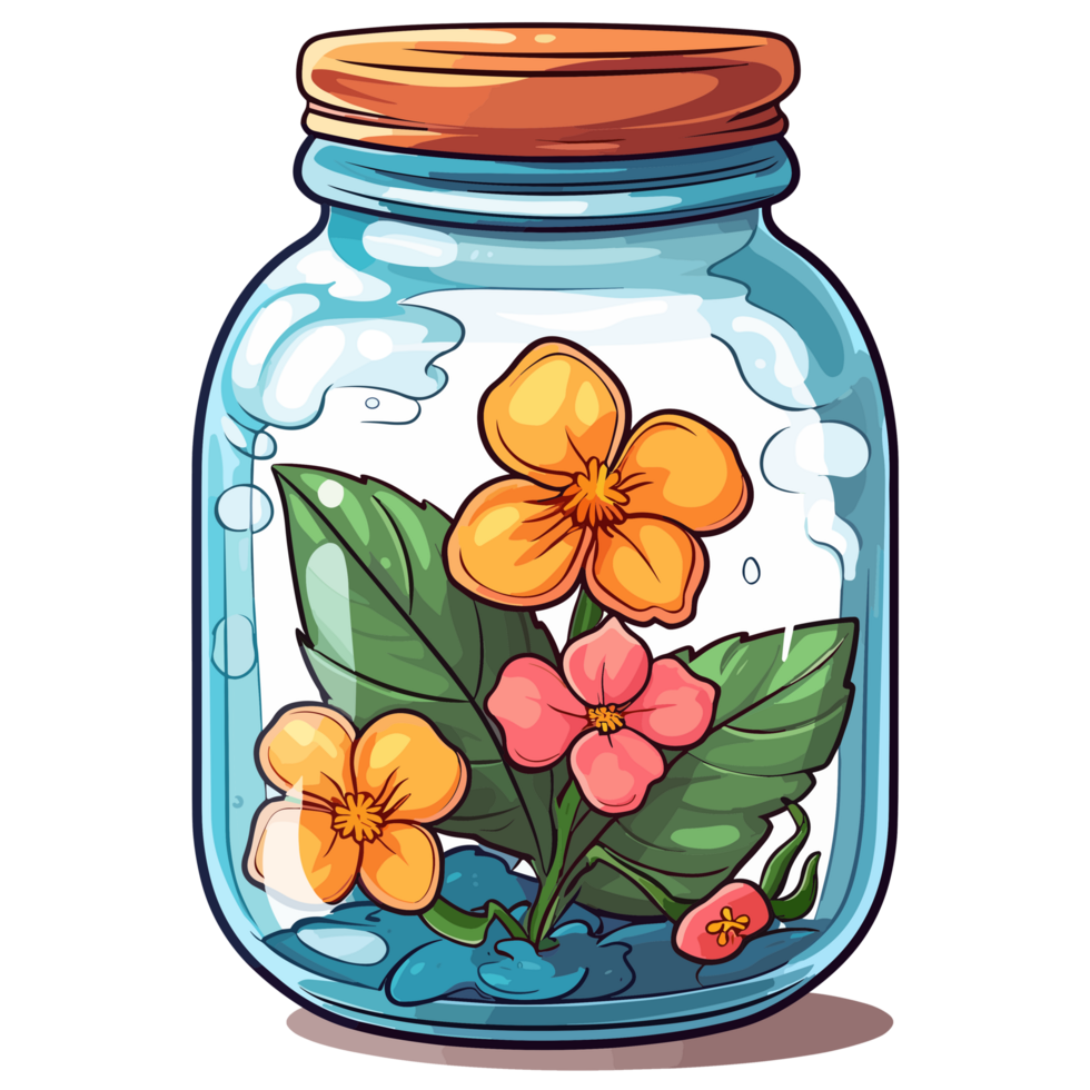 Flowers Inside Jar - png