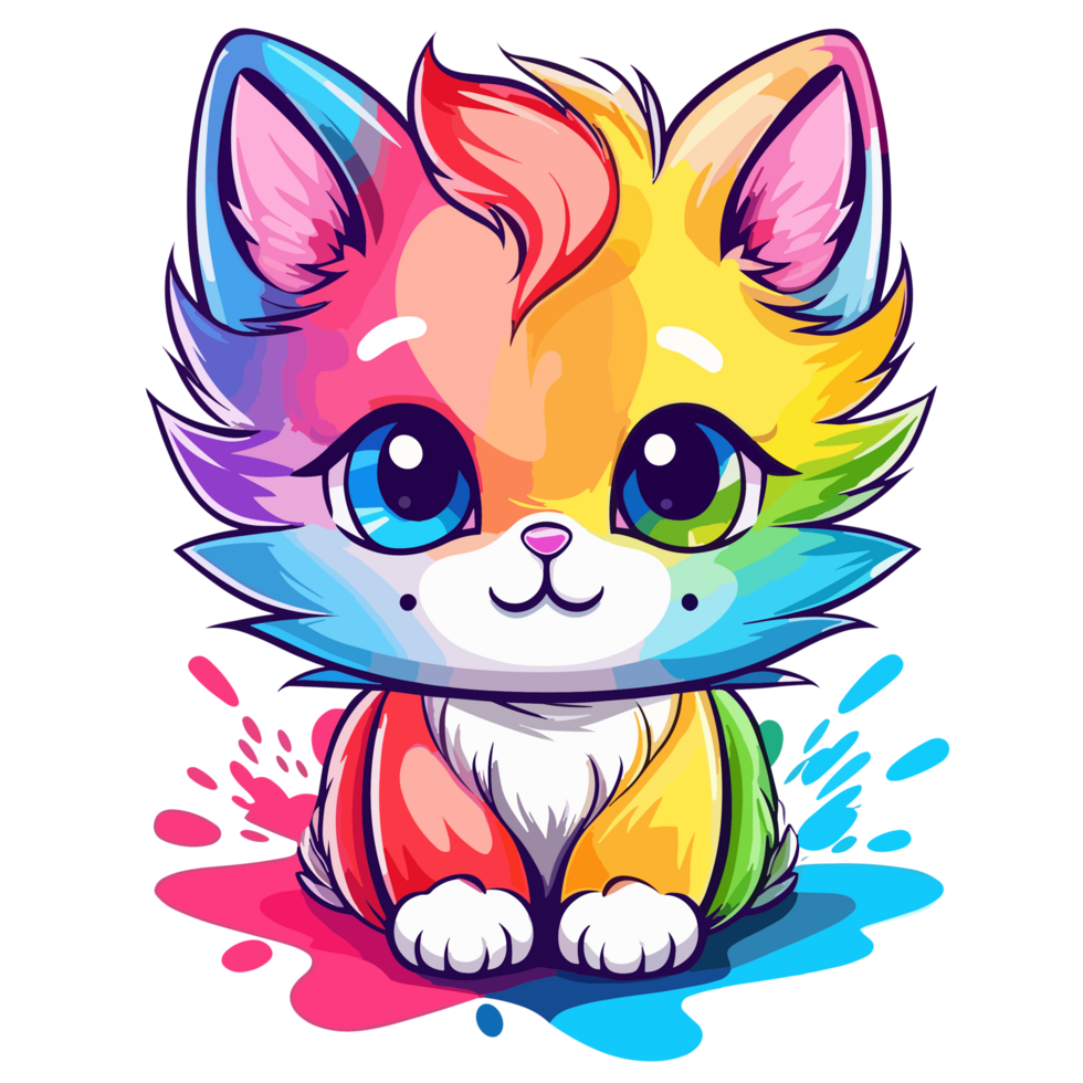 Beautiful Rainbow Cat - png