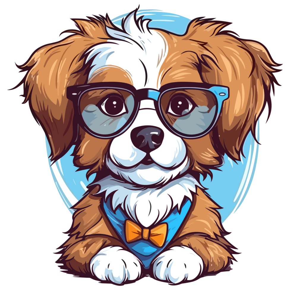 Cute Dog Wearing Glasses - png