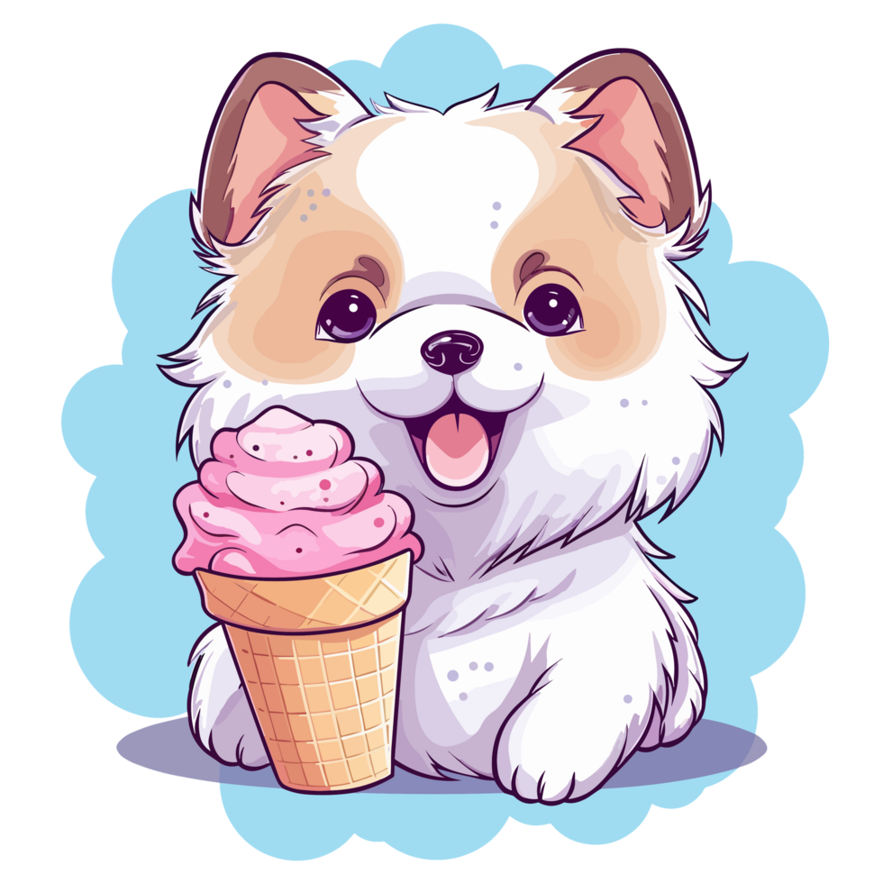 Baby Hund Essen Eis - - ai generiert png